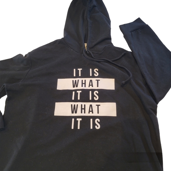 SWEATSHIRT w/hood-Black XL - Picture 2 of 7